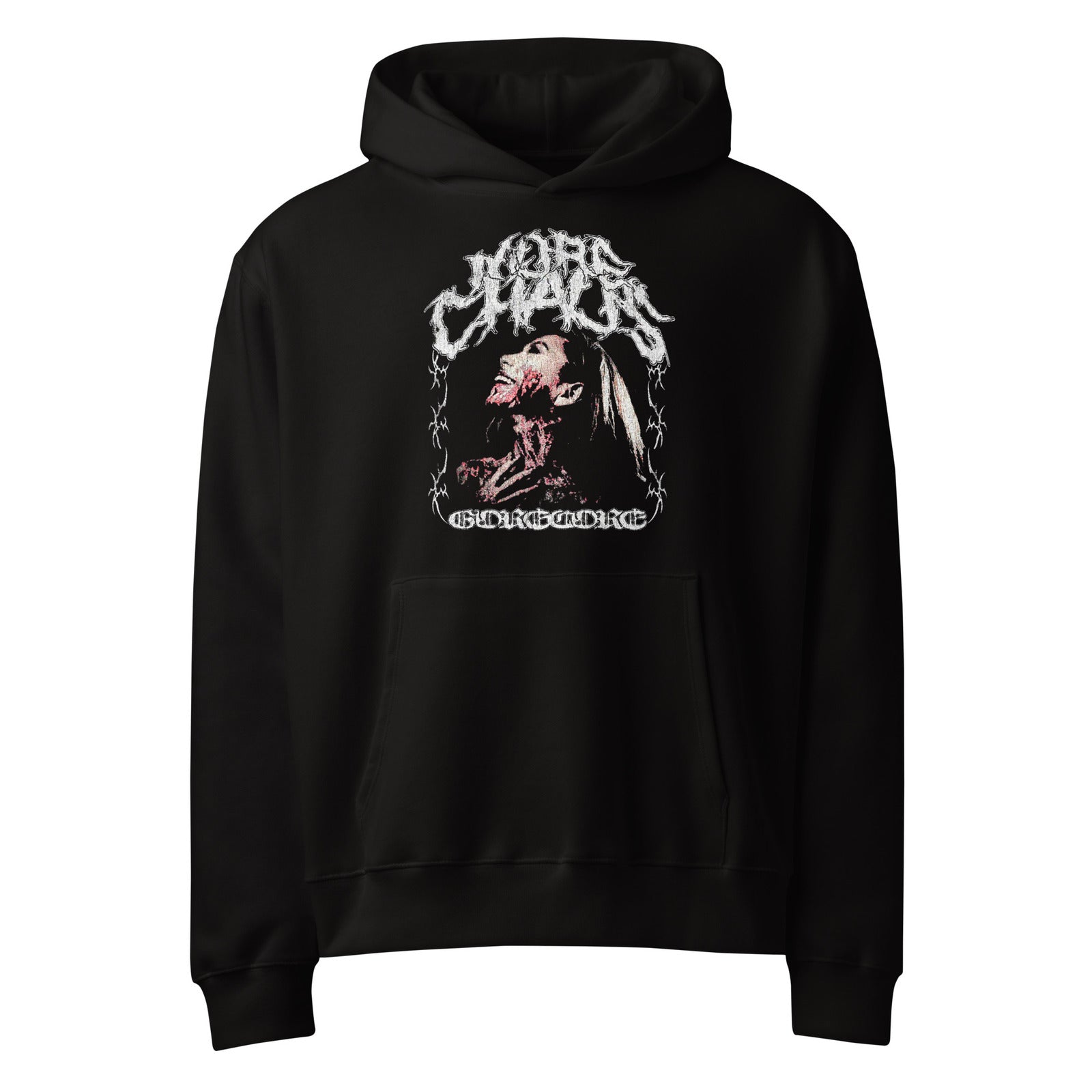 Ken Carson More Chaos unisex oversized heavyweight hoodie black front