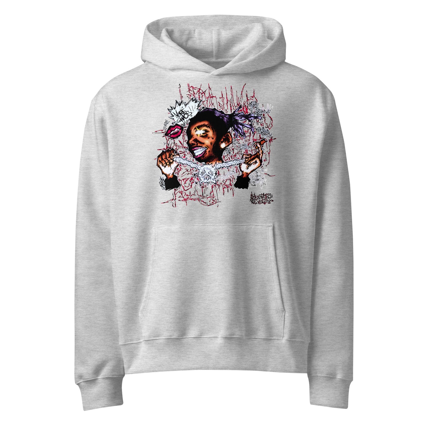 unisex oversized heavyweight hoodie athletic heather front 68da334edf951